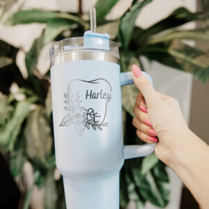 custom 40 oz floral dental tumbler laser engraved student gift unique christmas halloween present insulated dentist cup zg8hz