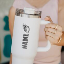 custom 40 oz football tumbler laser engraved player gift for boys unique christmas halloween present insulated team cup bkmx5