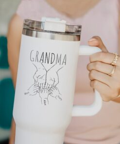 custom 40 oz grandma tumbler laser engraved family hands design unique christmas halloween gift insulated nana cup jlyvs