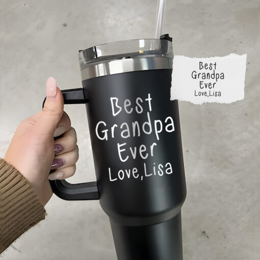 custom 40 oz handwriting tumbler laser engraved dad design perfect christmas halloween gift grandpa holiday cup lttgr