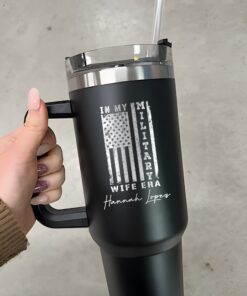 custom 40 oz military wife tumbler laser engraved patriotic cup unique christmas halloween gift keeps drinks hot cold cwhen