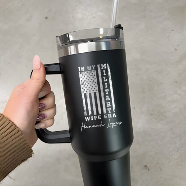 custom 40 oz military wife tumbler laser engraved patriotic cup unique christmas halloween gift keeps drinks hot cold cwhen