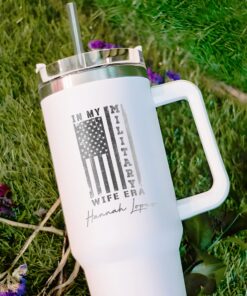 custom 40 oz military wife tumbler laser engraved patriotic cup unique christmas halloween gift keeps drinks hot cold sdug0