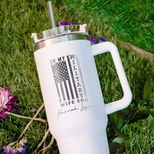 custom 40 oz military wife tumbler laser engraved patriotic cup unique christmas halloween gift keeps drinks hot cold sdug0