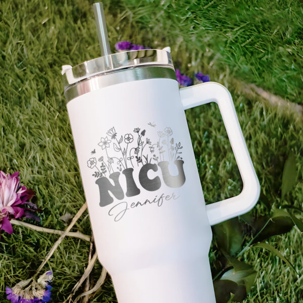 custom 40 oz nicu nurse tumbler laser engraved wildflowers perfect christmas halloween gift baby nurse appreciation cup 0nod6