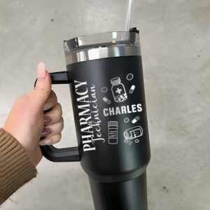 custom 40 oz pharmacy tech tumbler laser engraved graduation gift unique christmas halloween present insulated rx cup cst3g