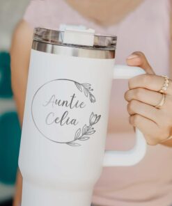 personalized 40 oz auntie tumbler engraved flower wreath design unique christmas halloween gift insulated birthday cup itpq3