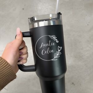 personalized 40 oz auntie tumbler engraved flower wreath design unique christmas halloween gift insulated birthday cup og8bi