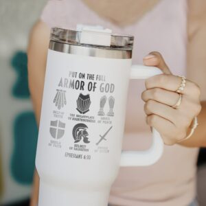 personalized 40 oz laser engraved armor of god tumbler custom christian design unique christmas halloween gift religious cup qlhic