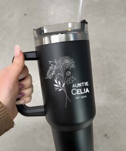 personalized 40 oz laser engraved auntie tumbler custom birth flower design unique christmas halloween gift new aunt cup 9tqjp