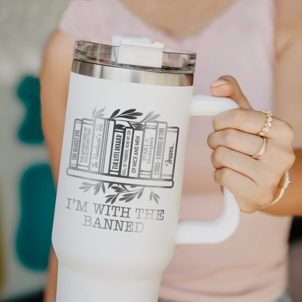 personalized 40 oz laser engraved banned books tumbler custom im with the banned design unique christmas halloween gift book lover cup la7n4