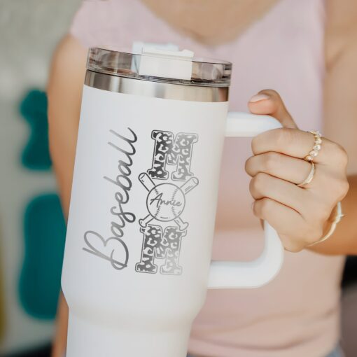 personalized 40 oz laser engraved baseball mom tumbler custom baseball design unique christmas halloween gift sports mom cup htarz