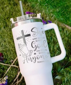 personalized 40 oz laser engraved christian tumbler custom she who kneels design unique christmas halloween gift religious cup vtok7