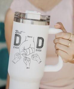 personalized 40 oz laser engraved dad tumbler custom fist bump design unique christmas halloween gift parent appreciation cup dvmm9