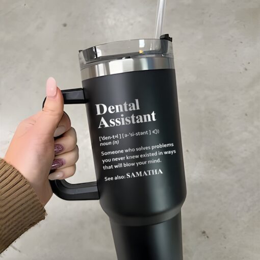 personalized 40 oz laser engraved dental assistant tumbler custom hygienist gift unique christmas halloween present dentist squad cup u9kzj