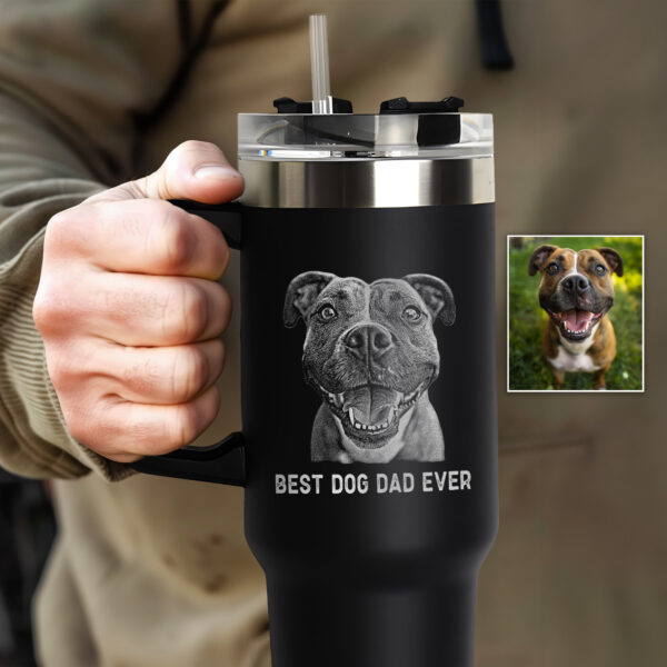 personalized 40 oz laser engraved dog dad tumbler custom pet portrait design unique christmas halloween gift pet parent cup uzj2b