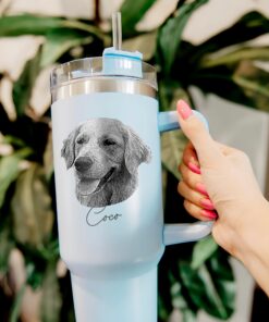 personalized 40 oz laser engraved dog portrait tumbler custom pet photo design unique christmas halloween gift dog mom cup 517f3