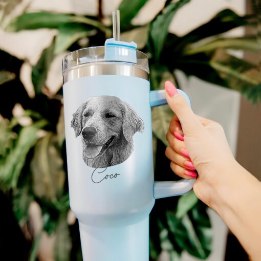 personalized 40 oz laser engraved dog portrait tumbler custom pet photo design unique christmas halloween gift dog mom cup 517f3