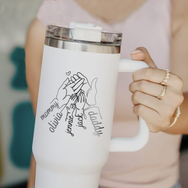 personalized 40 oz laser engraved family tumbler custom holding hands design unique christmas halloween gift mothers day cup ftyua