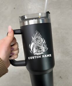 personalized 40 oz laser engraved firefighter tumbler custom fireman design unique christmas halloween gift hero appreciation cup a8br5