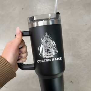 personalized 40 oz laser engraved firefighter tumbler custom fireman design unique christmas halloween gift hero appreciation cup a8br5