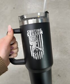 personalized 40 oz laser engraved hunting tumbler custom cunting season design unique christmas halloween gift insulated handle cup ywzvd