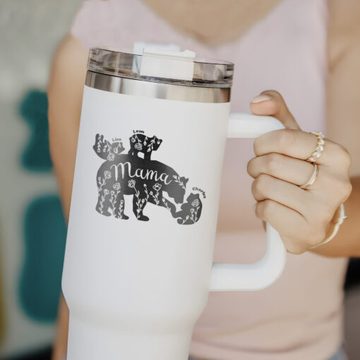 personalized 40 oz laser engraved mama bear tumbler custom kids names design unique christmas halloween gift mothers day cup bjpwc