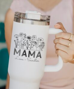 personalized 40 oz laser engraved mama tumbler custom wildflower kids names design unique christmas halloween gift grandma cup thohb