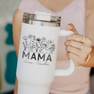 personalized 40 oz laser engraved mama tumbler custom wildflower kids names design unique christmas halloween gift grandma cup thohb