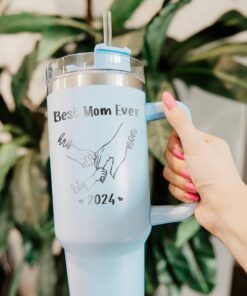 personalized 40 oz laser engraved mom tumbler custom best mom ever design unique christmas halloween gift kids holding hands cup stmxn