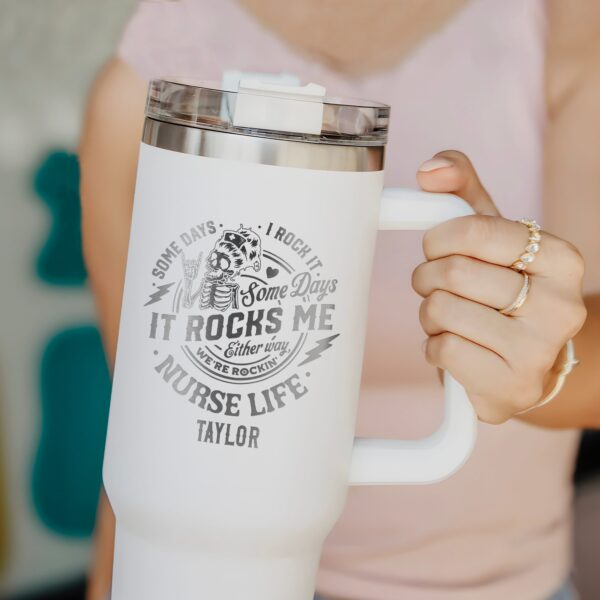 personalized 40 oz laser engraved nurse life tumbler funny some days i rock it design unique christmas halloween gift rn cup okbmi