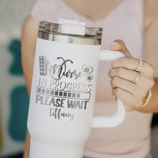 personalized 40 oz laser engraved nursing student tumbler custom nurse in progress design unique christmas halloween gift rn cup vgue2