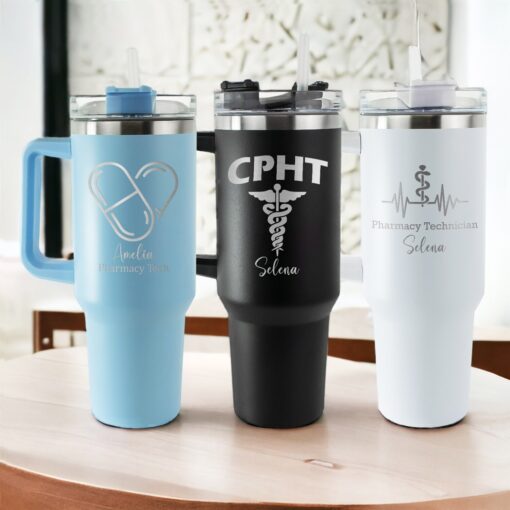 personalized 40 oz laser engraved pharmacy tech tumbler custom pharmd rph design unique christmas halloween gift pharmacy week cup mmhwg