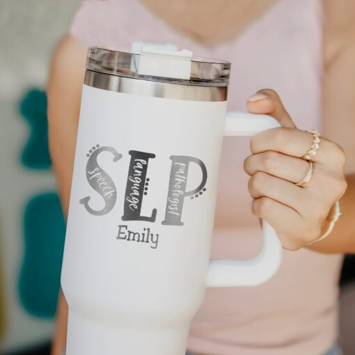 personalized 40 oz laser engraved speech therapist tumbler custom slp design unique christmas halloween gift pathologist grad cup miiq2