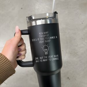 personalized 40 oz laser engraved therapist tumbler funny therapy assistant design unique christmas halloween gift insulated handle cup ref5t