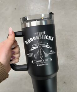 personalized 40 oz laser engraved three broomsticks tumbler custom wizard design unique christmas halloween gift book lover cup ctshl