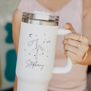 personalized 40 oz laser engraved zodiac tumbler custom birth flower design unique christmas birthday gift keeps drinks hot cold qrz7y