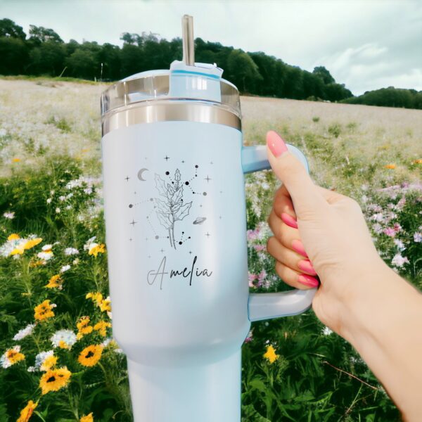 personalized 40 oz laser engraved zodiac tumbler custom birth flower design unique christmas birthday gift keeps drinks hot cold