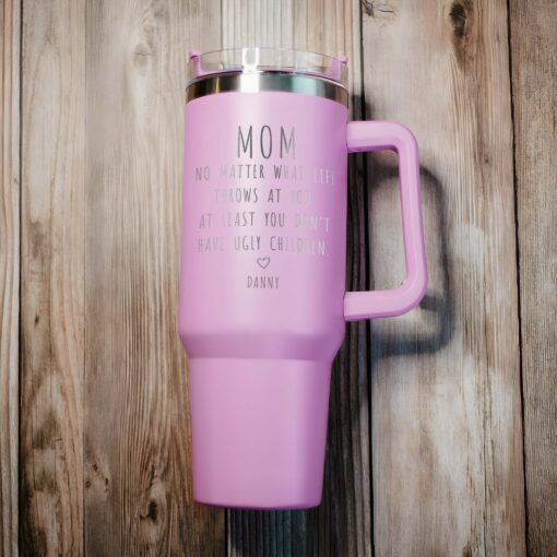 personalized 40 oz mom tumbler custom no ugly children unique christmas halloween gift funny mothers day cup s5u3y