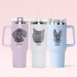 personalized 40 oz pet portrait tumbler engraved dog cat mom gift perfect christmas halloween present custom photo cup pvfg8