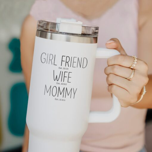 personalized 40 oz pregnant wife tumbler engraved new mom gift perfect for christmas halloween insulated baby shower cup