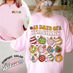 12 days of teaching vintage christmas shirt womens teacher christmas t shirt comfort color shirt abk65