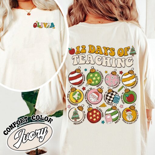 12 days of teaching vintage christmas shirt womens teacher christmas t shirt comfort color shirt imppe