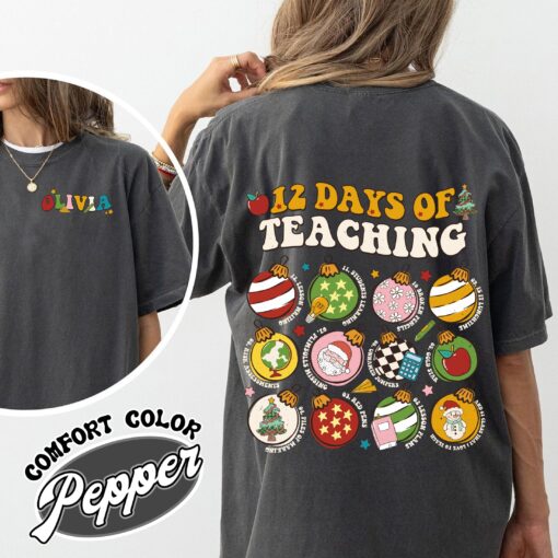 12 days of teaching vintage christmas shirt womens teacher christmas t shirt comfort color shirt rcfi3