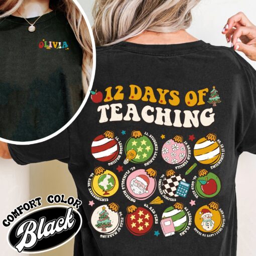 12 days of teaching vintage christmas shirt womens teacher christmas t shirt comfort color shirt rnowl
