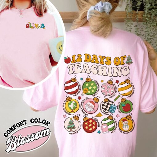 12 days of teaching vintage christmas shirt womens teacher christmas t shirt comfort color shirt