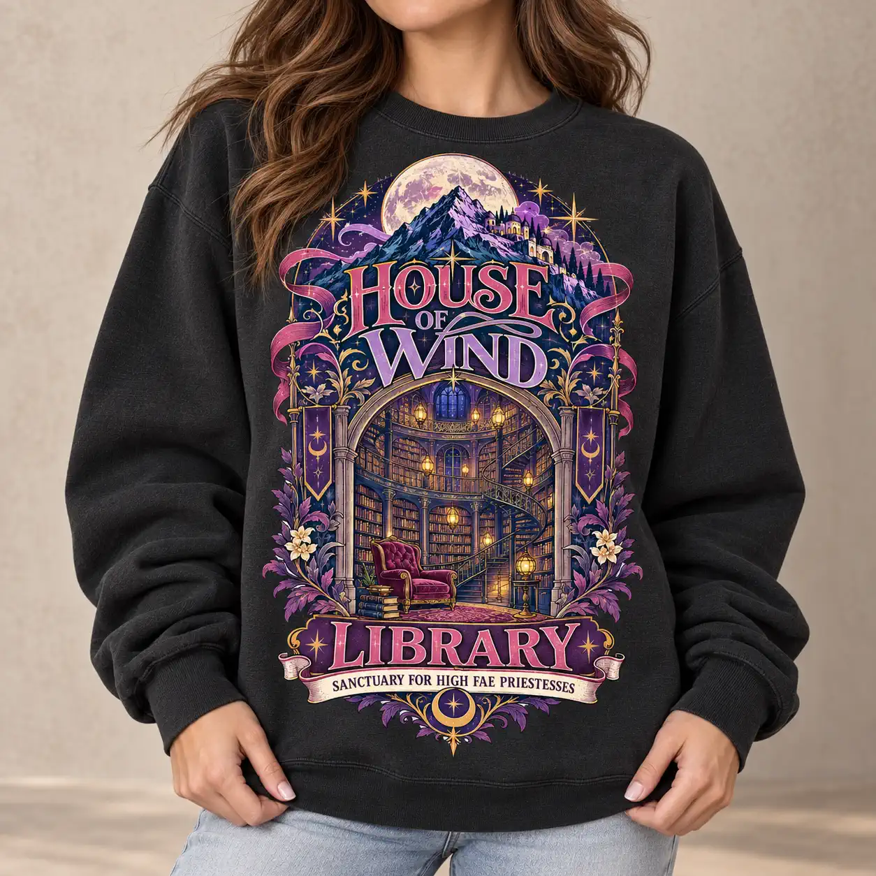 Library in the Clouds Vintage Bookish Tee 7 Gooberch House of Wind Library