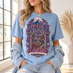 Library in the Clouds Vintage Bookish Tee 13 Gooberch House of Wind Library