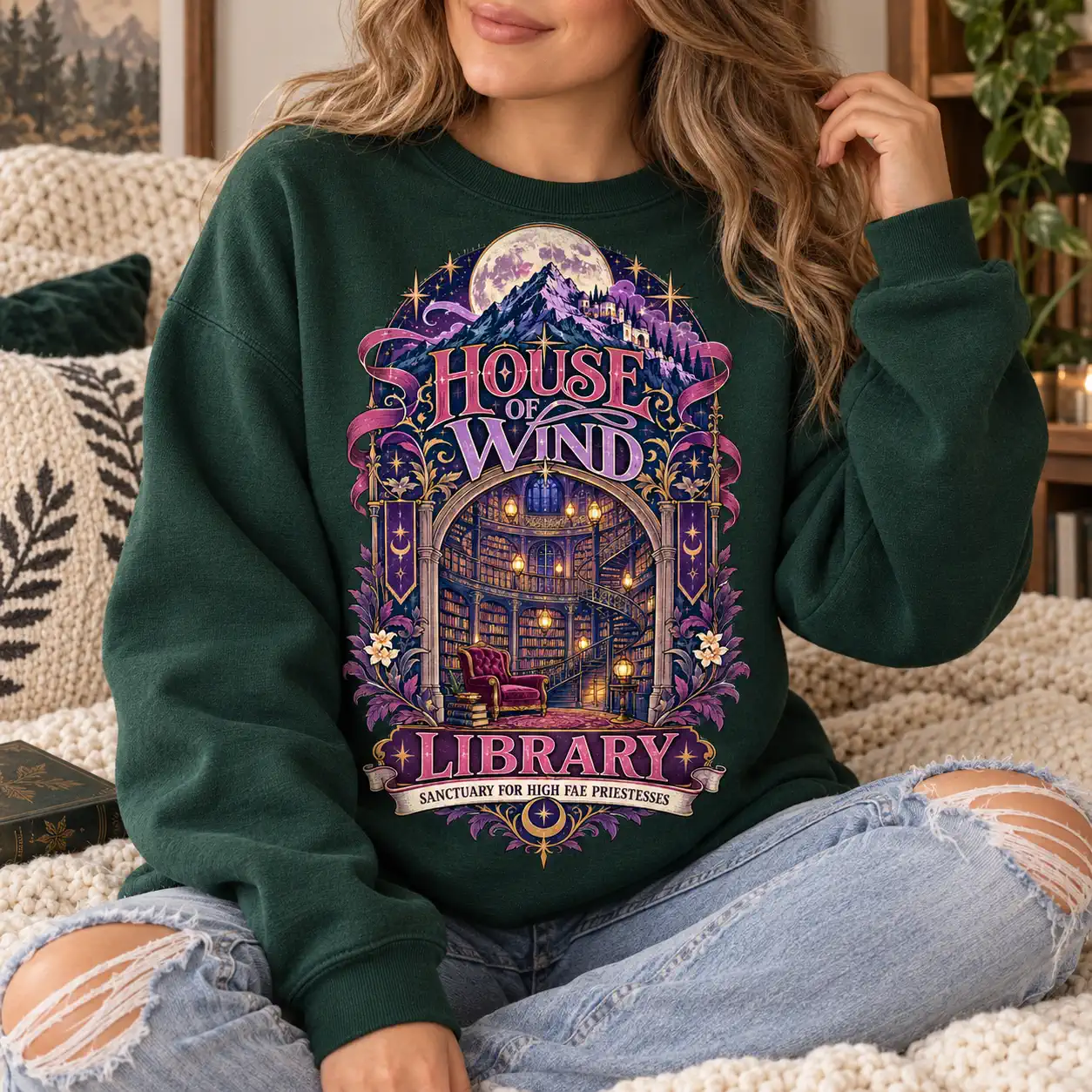 Library in the Clouds Vintage Bookish Tee 4 Gooberch House of Wind Library