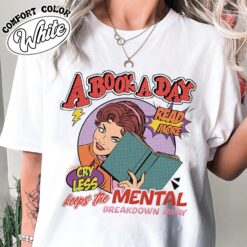 a book a day keep the mental breakdown away vintage book lover t shirt comfort color bookish gift womens book shirt 5tj2z